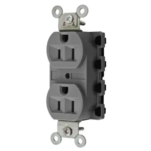 HUBBELL WIRING DEVICE-KELLEMS SNAP5262GYA Straight Receptacle, 15A 125V, 2P - 3W Grounding, 5-15R, Nylon, Gray | CE6QGF