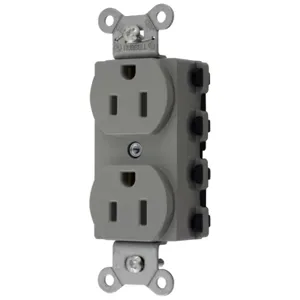 HUBBELL WIRING DEVICE-KELLEMS SNAP5262GYNA Straight Receptacle, 15A 125V, 2P - 3W Grounding, 5-15R, Nylon, Gray | BD3TCX