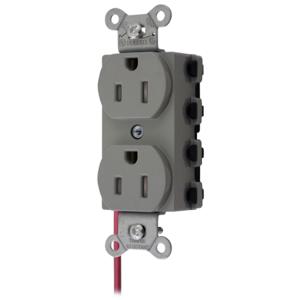 HUBBELL WIRING DEVICE-KELLEMS SNAP5262GYSCTRA Straight Receptacle, Split Circuit, 15A 125V, 5-15R, Nylon, Gray | BD3NPV
