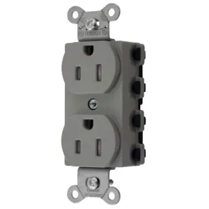 HUBBELL WIRING DEVICE-KELLEMS SNAP5262GYTRA Receptacle, Commercial, Standard Duplex, Flush Mount, 15A, 125V AC, Gray | BD3URC 49YK93