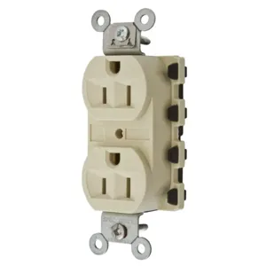 HUBBELL WIRING DEVICE-KELLEMS SNAP5262IA Straight Receptacle, 15A 125V, 2P - 3W Grounding, 5-15R, Nylon, Ivory | AC4XCJ 31A336