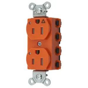 HUBBELL WIRING DEVICE-KELLEMS SNAP5262IGLTRA Straight Receptacle, Led Indicator, 15A 125V, 5-15R, Nylon, Orange | BD4PBG