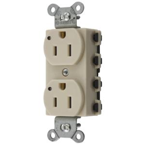 HUBBELL WIRING DEVICE-KELLEMS SNAP5262IL Straight Receptacle, 15A 125V, 2P - 3W Grounding, 5-15R, Nylon, Ivory | CE6QGJ