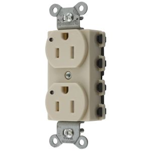 HUBBELL WIRING DEVICE-KELLEMS SNAP5262ILTRA Straight Receptacle, Led Indicator, 15A 125V, 5-15R, Nylon, Ivory | BD4CHL