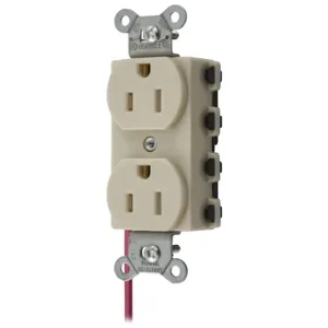 HUBBELL WIRING DEVICE-KELLEMS SNAP5262ISCTRA Straight Receptacle, Split Circuit, 15A 125V, 5-15R, Nylon, Ivory | BD4EVX