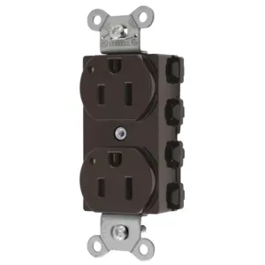 HUBBELL WIRING DEVICE-KELLEMS SNAP5262L Straight Receptacle, 15A 125V, 2P - 3W Grounding, 5-15R, Nylon, Brown | CE6QGK