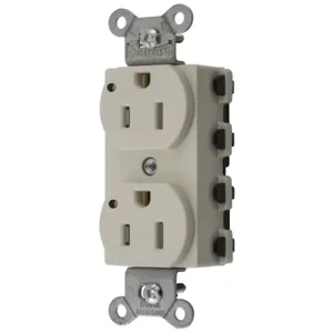 HUBBELL WIRING DEVICE-KELLEMS SNAP5262LALTRA Straight Receptacle, Led Indicator, 15A 125V, 5-15R, Nylon, Light Almond | BD4GBA