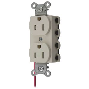 HUBBELL WIRING DEVICE-KELLEMS SNAP5262LASCTRA Straight Receptacle, Split Circuit, 15A 125V, 5-15R, Nylon, Light Almond | BD4GCP