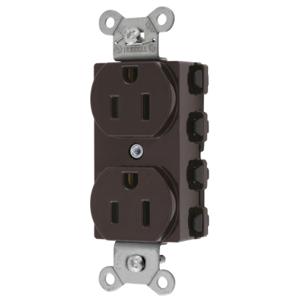 HUBBELL WIRING DEVICE-KELLEMS SNAP5262NA Straight Receptacle, 15A 125V, 5-15R, Nylon, Brown | BD4HFU