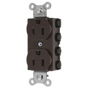 HUBBELL WIRING DEVICE-KELLEMS SNAP5262NA Straight Receptacle, 15A 125V, 5-15R, Nylon, Brown | BD4HFU