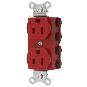 HUBBELL WIRING DEVICE-KELLEMS SNAP5262RL Straight Receptacle, 15A 125V, 5-15R, Nylon, Red | CE6QGP