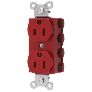 HUBBELL WIRING DEVICE-KELLEMS SNAP5262RNA Straight Receptacle, 15A 125V, 5-15R, Red, Nylon | BD4PBH