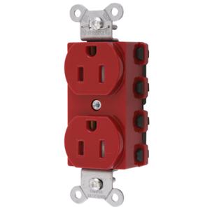 HUBBELL WIRING DEVICE-KELLEMS SNAP5262RTRA Receptacle, Commercial, Standard Duplex, Flush Mount, 15A, 125V AC, Red | BD4EVY 49YK89