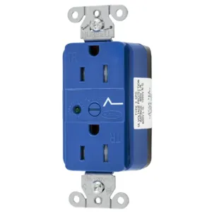 HUBBELL WIRING DEVICE-KELLEMS SNAP5262S Straight Receptacle, Led Indicator, 15A 125V, 5-15R, Nylon,Blue | CD3KHH 49YL29