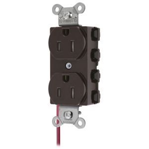 HUBBELL WIRING DEVICE-KELLEMS SNAP5262SCTRA Straight Receptacle, Split Circuit, 15A 125V, 5-15R, Nylon, Brown | BD4GCQ