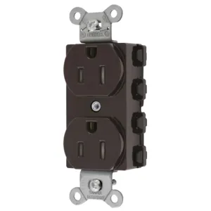 HUBBELL WIRING DEVICE-KELLEMS SNAP5262TRA Receptacle, Commercial, Standard Duplex, Flush Mount, 15A, 125V AC, Brown | BD4DMG 49YK80