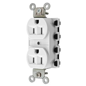 HUBBELL WIRING DEVICE-KELLEMS SNAP5262WA Straight Receptacle, 15A 125V, 2P - 3W Grounding, 5-15R, Nylon, White | AC4XCK 31A338
