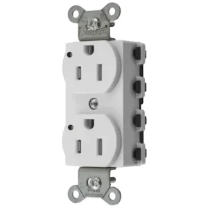 HUBBELL WIRING DEVICE-KELLEMS SNAP5262WLTRA Straight Receptacle, Led Indicator, 15A 125V, 5-15R, Nylon, White | BD4AFM