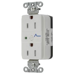 HUBBELL WIRING DEVICE-KELLEMS SNAP5262WS Straight Receptacle, Led Indicator, 15A 125V, 5-15R, Nylon, White | BD4GCR