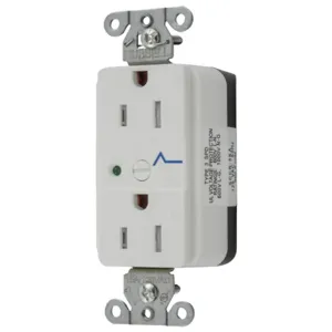 HUBBELL WIRING DEVICE-KELLEMS SNAP5262WS Straight Receptacle, Led Indicator, 15A 125V, 5-15R, Nylon, White | BD4GCR