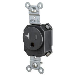 HUBBELL WIRING DEVICE-KELLEMS SNAP5361BKTR Straight Receptacle, 15A 125V, 2-Pole 3-Wire Grounding, 5-15R, Black | BD4MKF