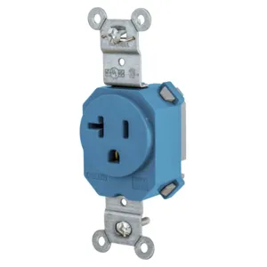 HUBBELL WIRING DEVICE-KELLEMS SNAP5361BL Straight Receptacle, 15A 125V, 2P - 3W Grounding, 5-15R, Blue | BD4HFV