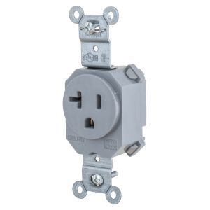 HUBBELL WIRING DEVICE-KELLEMS SNAP5361GY Straight Receptacle, 15A 125V, 2P - 3W Grounding, 5-15R, Gray | BD3URD
