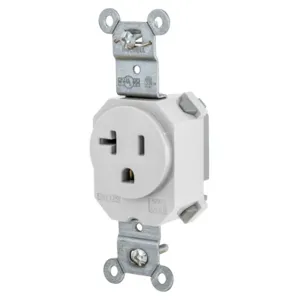 HUBBELL WIRING DEVICE-KELLEMS SNAP5361W Straight Receptacle, 15A 125V, 2P - 3W Grounding, 5-15R, White | BD4EXN