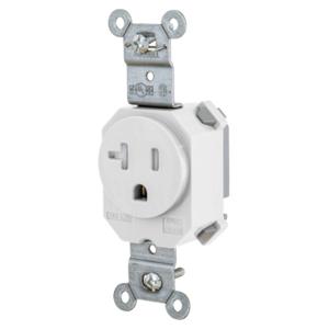 HUBBELL WIRING DEVICE-KELLEMS SNAP5361WTR Straight Receptacle, 15A 125V, 2-Pole 3-Wire Grounding, 5-15R, White | BD4GCU