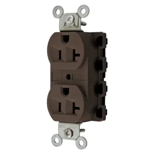 HUBBELL WIRING DEVICE-KELLEMS SNAP5362A Straight Receptacle, 20A 125V, 2P - 3W Grounding, 5-20R, Nylon, Brown | AC4XDJ 31A392