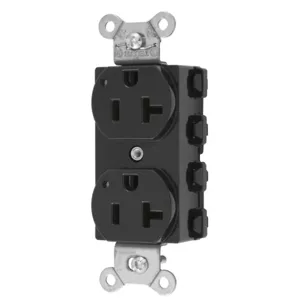 HUBBELL WIRING DEVICE-KELLEMS SNAP5362BKL Straight Receptacle, 20A 125V, 2P - 3W Grounding, 5-20R, Nylon, Black | CE6QGT