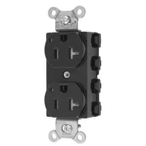 HUBBELL WIRING DEVICE-KELLEMS SNAP5362BKLTRA Straight Receptacle, Led Indicator, 20A 125V, 5-20R, Nylon, Black | BD4LMC