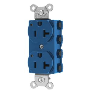 HUBBELL WIRING DEVICE-KELLEMS SNAP5362BLL Straight Receptacle, 20A 125V, 2P - 3W Grounding, 5-20R, Nylon, Blue | CE6QGU