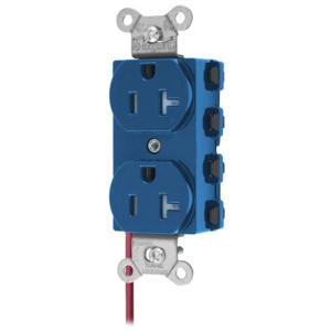 HUBBELL WIRING DEVICE-KELLEMS SNAP5362BLSCTRA Straight Receptacle, Split Circuit, 20A 125V, 5-20R, Nylon, Blue | BD3RFG