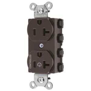 HUBBELL WIRING DEVICE-KELLEMS SNAP5362C1 Straight Receptacle, 20A 125V, 2P - 3W Grounding, 5-20R, Nylon, Brown | BD4NPA