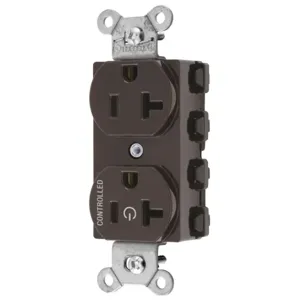 HUBBELL WIRING DEVICE-KELLEMS SNAP5362C1 Straight Receptacle, 20A 125V, 2P - 3W Grounding, 5-20R, Nylon, Brown | BD4NPA