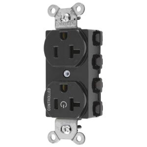 HUBBELL WIRING DEVICE-KELLEMS SNAP5362C1BK Straight Receptacle, 20A 125V, 2P - 3W Grounding, 5-20R, Nylon, Black | BD4NNZ