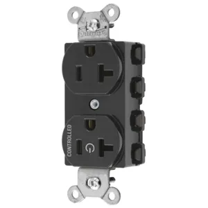 HUBBELL WIRING DEVICE-KELLEMS SNAP5362C1BK Straight Receptacle, 20A 125V, 2P - 3W Grounding, 5-20R, Nylon, Black | BD4NNZ