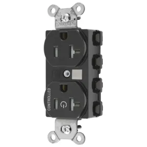 HUBBELL WIRING DEVICE-KELLEMS SNAP5362C1BKTRA Straight Receptacle, 20A 125V, 2-Pole 3-Wire Grounding, 5-20R, Nylon, Black | CE6QGV