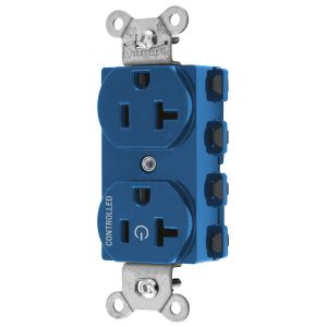 HUBBELL WIRING DEVICE-KELLEMS SNAP5362C1BL Straight Receptacle, 20A 125V, 2P - 3W Grounding, 5-20R, Nylon, Blue | CE6QGW