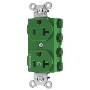 HUBBELL WIRING DEVICE-KELLEMS SNAP5362C1GN Straight Receptacle, 20A 125V, 2P - 3W Grounding, 5-20R, Nylon, Green | BD4QEY