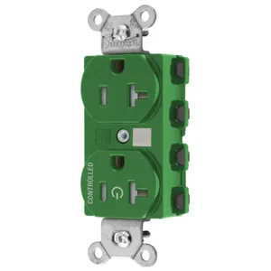 HUBBELL WIRING DEVICE-KELLEMS SNAP5362C1GNTRA Straight Receptacle, 20A 125V, 2-Pole 3-Wire Grounding, 5-20R, Nylon, Green | CE6QGX