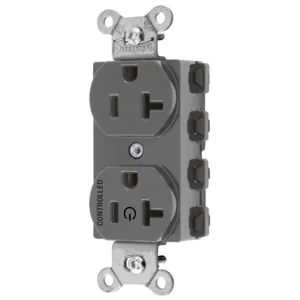 HUBBELL WIRING DEVICE-KELLEMS SNAP5362C1GY Straight Receptacle, 20A 125V, 2P - 3W Grounding, 5-20R, Nylon, Gray | BD4CHM