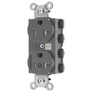 HUBBELL WIRING DEVICE-KELLEMS SNAP5362C1GYTRA Straight Receptacle, 20A 125V, 2-Pole 3-Wire Grounding, 5-20R, Nylon, Gray | CE6QGY