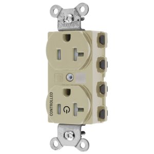 HUBBELL WIRING DEVICE-KELLEMS SNAP5362C1ITRA Straight Receptacle, 20A 125V, 2-Pole 3-Wire Grounding, 5-20R, Nylon, Ivory | CE6QGZ
