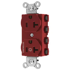 HUBBELL WIRING DEVICE-KELLEMS SNAP5362C1R Straight Receptacle, 20A 125V, 2P - 3W Grounding, 5-20R, Nylon, Red | CE6QHB