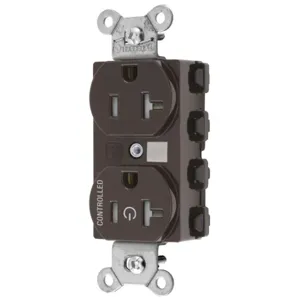 HUBBELL WIRING DEVICE-KELLEMS SNAP5362C1TRA Straight Receptacle, 20A 125V, 2-Pole 3-Wire Grounding, 5-20R, Nylon, Brown | CE6QHC