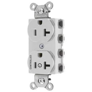 HUBBELL WIRING DEVICE-KELLEMS SNAP5362C1W Straight Receptacle, 20A 125V, 2P - 3W Grounding, 5-20R, Nylon, White | BD4QAU