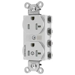 HUBBELL WIRING DEVICE-KELLEMS SNAP5362C1WTRA Straight Receptacle, 20A 125V, 2-Pole 3-Wire Grounding, 5-20R, Nylon, White | CE6QHD