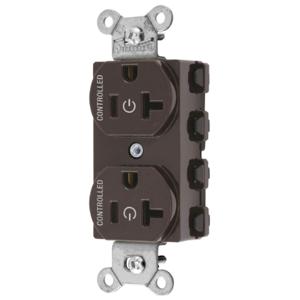 HUBBELL WIRING DEVICE-KELLEMS SNAP5362C2 Straight Receptacle, 20A 125V, 2P - 3W Grounding, Nylon, Brown | BD3UCZ